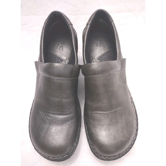 BOC By Born Women's Leather Comfort Clogs Nursing Career Metallic Grey Sz8 - Picture 5 of 10